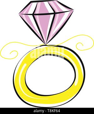 Si tratta di un disegno di anello avente un pezzo di diamante sulla sommità di esso., il vettore, il colore di disegno o illustrazione. Illustrazione Vettoriale