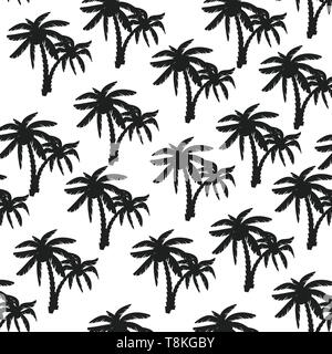 Palm tree pattern design texture, illustrazione vettoriale. Albero di cocco print per il design tessile Illustrazione Vettoriale