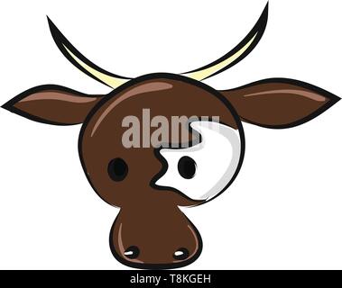 Si tratta di una immagine di una testa di mucca., il vettore, il colore di disegno o illustrazione. Illustrazione Vettoriale