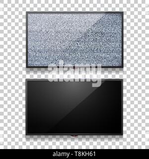 Realistico lcd flat tv set di vettore. Off TV con vuoto nella schermata nera. Illustrazione Vettoriale