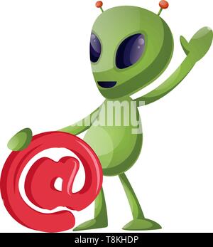 Sventolando alien, illustrazione vettore su sfondo bianco. Illustrazione Vettoriale