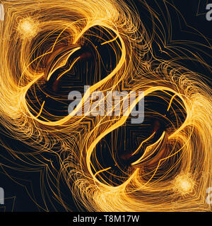 Abstract fondo oro. Il lusso di Fractal art. Pittura grafica golden artwork in olio imitazione. Stock. Digital ricca texture arabo. Wall art decor. Co Foto Stock