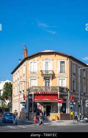 Francia, Rhone, Villeurbanne, Emile Zola street Foto Stock