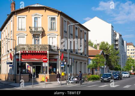 Francia, Rhone, Villeurbanne, Emile Zola street Foto Stock