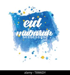 La calligrafia isolato di felice eid mubarak Illustrazione Vettoriale