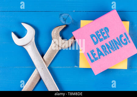 La grafia la scrittura di testo di apprendimento profondo. Foto concettuale della raccolta degli algoritmi usati in machine learning Foto Stock