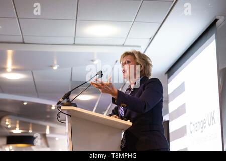 Cardiff Wales, Regno Unito, 13 maggio 2019. Anna Soubry parla durante la modifica del Regno Unito voto popolare e rimangono evento presso il Principato Stadium con MPs inclusi Foto Stock