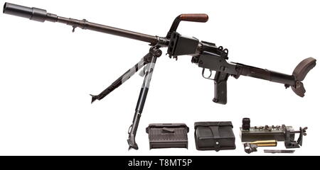 Una granata antitank rifle 39 con kit di modifica Panzerbüchse Cal. 7.9 mm cartuccia di propulsione 318 (cartiglio), n. 8641. Parti principali con i numeri corrispondenti. Lunghezza della canna 590 mm, lunghezza totale 123,5 cm. A singolo uomo arma. Sul ricevitore marcato 'Gr.B. 39/8641/bnz/1941'. Vari marchi di accettazione eagle/'DMG 623'. Canna codice "bnz/40/BÖ 136', scaricatore contrassegnati 'Gr.B. 39/ch'. Componenti: canna con scaricatore e aderenza. Ricevitore con supporto a spalla, blocco di culatta, estrattore, sicurezza e telaio di presa. Meccanismo di puntamento. Lunga bipiede, simile a MG del xx secolo, Additional-Rights-Clearance-Info-Not-Available Foto Stock