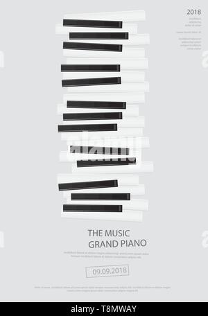 La musica del pianoforte Poster Modello di sfondo Illustrazione Vettoriale