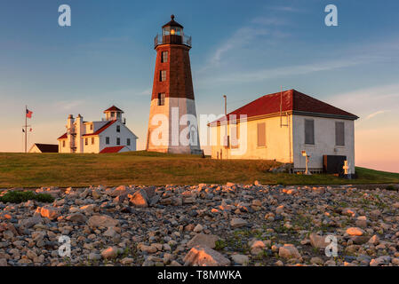 Il punto Judith faro di luce in prossimità di Narragansett, Rhode Island, Stati Uniti d'America. Foto Stock