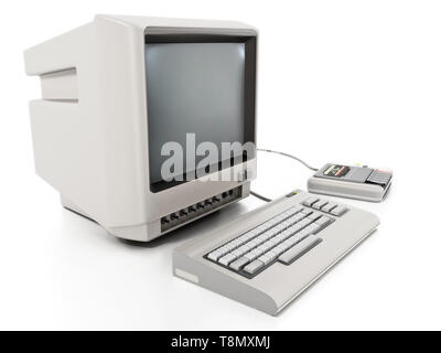 Vintage personal computer con lettore di cassette. 3D'illustrazione. Foto Stock