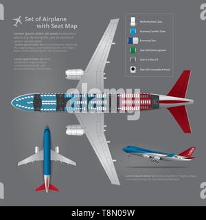Set di aereo con sede Mappa isolato illustrazione vettoriale Illustrazione Vettoriale