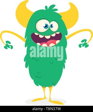 Funny cartoon monster. Vector Green monster illustrazione. Il design di Halloween Illustrazione Vettoriale