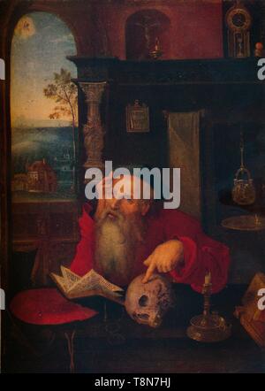 'St. Girolamo nel suo studio', c1530, (1920). Creatore: Cerchio di Joos van Cleve. Foto Stock