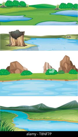 Set di diversa natura scene illustrazione Illustrazione Vettoriale