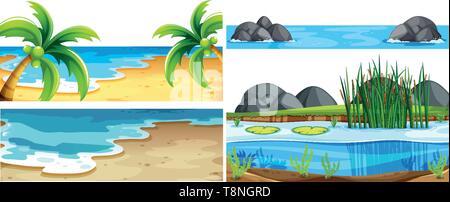 Set di diversa natura scene illustrazione Illustrazione Vettoriale