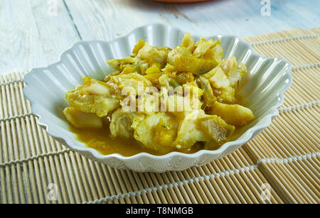 A sud di nasello indiano al curry, appartamenti keralesi pesce al curry Foto Stock