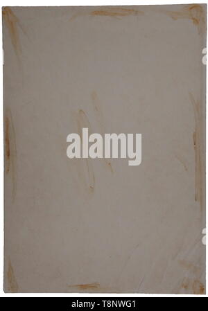 Heinrich Himmler del premio di documento per un servizio SS medaglia, Il Grade II rilasciato a Berlino per Reichsführer SS Heinrich Himmler, da Adolf Hitler, 19 dicembre 1938, per un periodo di dodici anni di servizio nelle SS. Dimensioni 30 x 22 cm. Il testo è completato in bella calligrafia. Angolo inferiore sinistro presenta una guarnizione di tenuta sollevata comprendente un aquila e svastica entro una ghirlanda, sulla destra una firma di Adolf Hitler. Molto rare. USA-lotto, vedere pagina 5. storica, storica del xx secolo, 1930S, 1940s, Waffen-SS Divisione armati delle SS, servizio armato, servizi armati, NS, il socialismo nazionale, il nazismo, Thi, Editorial-Use-solo Foto Stock