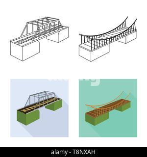 Ponte,mare,montato,assemblato,appeso,colonne,banca,l'autostrada,fiume,metalli,cascata,long,corrimano,shore,penduli,rail,costruzione,treno,,cavo collegamento,design,costruire,lato,bridgework,l'architettura,landmark,struttura,attraversando,Vista,impostare,vettore,icona,immagine,isolato,raccolta,l'elemento,graphic,segno, Vettori vettore , Illustrazione Vettoriale