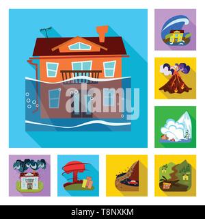 Oggetto isolato di crollo e segno dell'ambiente. Set di crollo e angoscia simbolo azionario per il web. Illustrazione Vettoriale