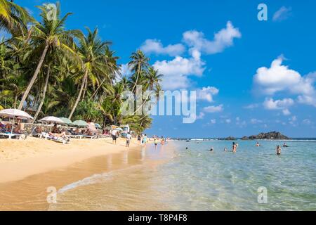 Sri Lanka, della provincia meridionale, Unawatuna, Dalawella beach Foto Stock