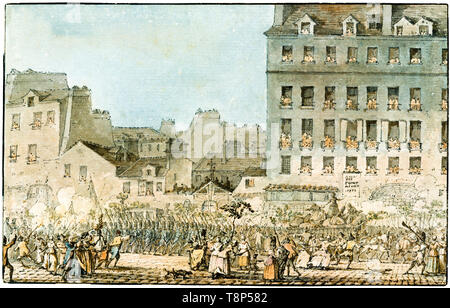 Rivoluzione francese. Louis XVI essendo portato a Parigi, Ottobre 6, 1789, pittura, Jacques François Joseph Swebach, 1789 Foto Stock