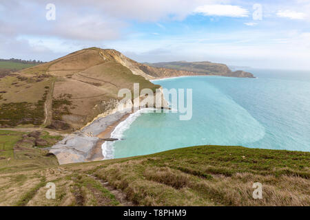 Il rotolamento Clifftops Al Arish Mell e Worbarrow Bay nel Dorset, England, Regno Unito Foto Stock