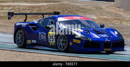 Il 12 maggio 2019 Monterey CA, U.S.A. # 25 Ross Chouest della Ferrari di Palm Beach per Rahal diritta durante il Ferrari Challenge Gara 2 P/P- AM Weathertech Raceway Laguna Seca Monterey CA Thurman James/CSM Foto Stock