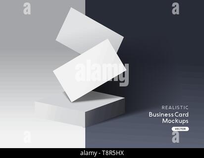 Branding realistica e identità business cards layout design mockup. Illustrazione Vettoriale