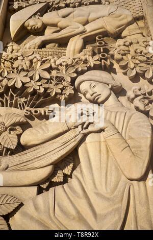 Francia, Parigi, Porte Doree, palazzo della Porte Doree e Musee de l'Histoire de l'immigrazione, bassorilievo di Alfred Janniot Foto Stock