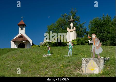 Francia, Savoie, prima del paese savoiardo, Jongieux, la cappella Saint Romain sul cammino di Compostela Foto Stock