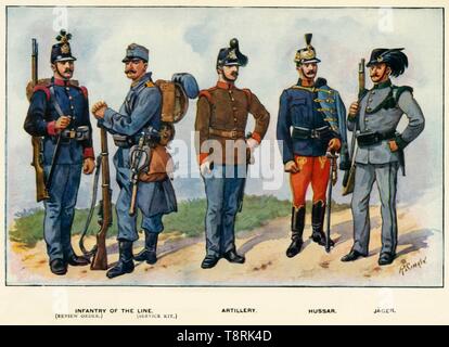 'Tipi dell'esercito austro-ungarico", 1919. Autore: Richard Simkin. Foto Stock