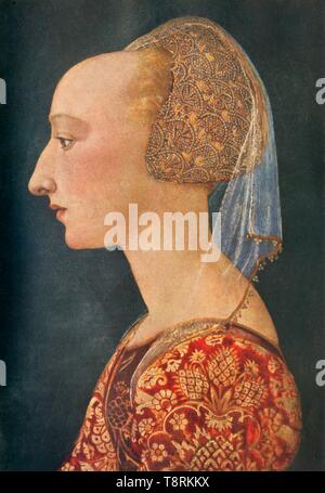 " Ritratto di una dama in rosso", 1460-1470, (1934). Creatore: sconosciuto. Foto Stock