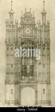 Disegno Architettonico: fronte ovest porta interna house, 1833-1834, (1906). Creatore: AWN Pugin. Foto Stock