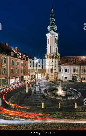 Bad Radkersburg piazza principale al blue ora Foto Stock