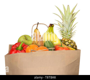 Sacchetto di frutti isolati su sfondo bianco Foto Stock