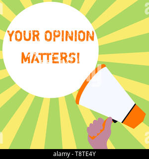 Segno di testo che mostra la vostra opinione conta. Business photo testo mostrano di non concordare con qualcosa che appena stato detto Foto Stock