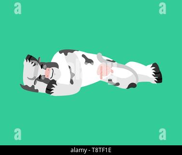 Mucca dormiente. Animale da azienda addormentato emozioni. Carni bovine dormienti. Illustrazione Vettoriale Illustrazione Vettoriale