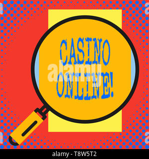 Scrittura Concettuale Della Mano Che Mostra Il Casino Concetto Che Significa Un Edificio In Cui I Giochi Specialmente Roulette E Giochi Di Carte Sono Giocati Promemoria Memo Tavola Vuota Foto Stock