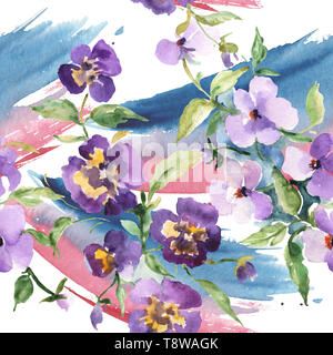 Bouquet floreale di fiori di botanica. Acquerello illustrazione dello sfondo impostato.. Perfetta configurazione di sfondo. Foto Stock