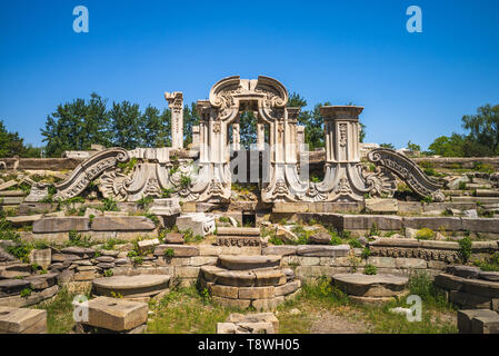 Le rovine di Yuanming yuan a Pechino, Cina Foto Stock