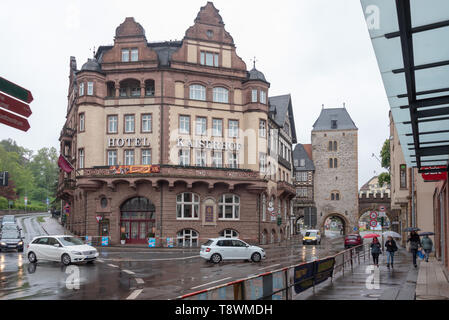 Eisenach, Germania - 11 Maggio 2019: vista l'Hotel Kaiserhof a Eisenach in Turingia, Germania. Foto Stock