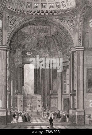 Chiesa di San Sulpice; Parigi; antica di acciaio inciso stampa; 1831 Foto Stock