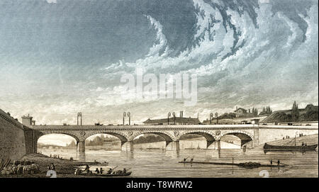 Pont d'Iéna, Parigi, antichi di acciaio inciso stampa, 1831 Foto Stock