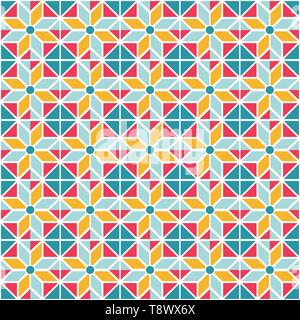 Astratta geometrica seamless pattern per il tessuto o la confezione regalo. Felice di sfondo colorato forme geometriche. Illustrazione Vettoriale