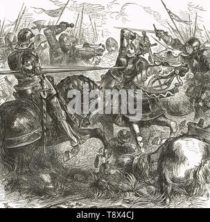 Richard III combattimenti nella battaglia di Bosworth Field, 22 agosto 1485 Foto Stock