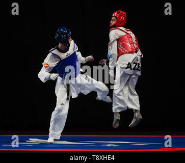 Nazionale Centro Taekwondo, Manchester, Regno Unito. 15 Maggio, 2019. Taekwondo Campionati del Mondo, giorno 1; Gesù Tortosa Cabrera (ESP) durante il suo bout contro Gashim Magomedov (AZE) ai Campionati del Mondo Credito: Azione Sport Plus/Alamy Live News Foto Stock