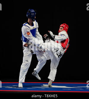 Nazionale Centro Taekwondo, Manchester, Regno Unito. 15 Maggio, 2019. Taekwondo Campionati del Mondo, giorno 1; Gesù Tortosa Cabrera (ESP) durante il suo bout contro Gashim Magomedov (AZE) ai Campionati del Mondo Credito: Azione Sport Plus/Alamy Live News Foto Stock