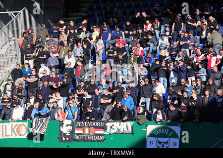 SITTARD, Paesi Bassi, 15-05-2019, calcio, Olandese, Fortuna Sittard - Feyenoord, eredivisie Fortuna Sittard Stadium, stagione 2018-2019, Feyenoord tifosi sulle tribune dello stadio Foto Stock