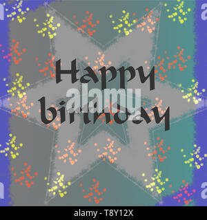 Buon compleanno invito card sul bellissimo sfondo colorato con stella e il pennello macchie. Foto Stock